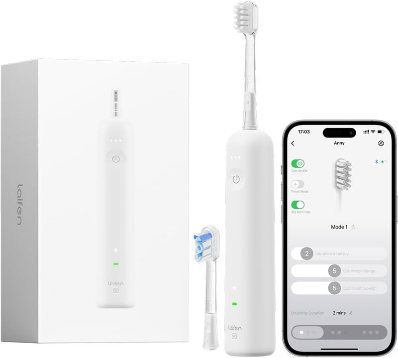 Laifen Wave Special Electric Toothbrush, New 2025 Version Oscillation & Vibration Sonic Electric Toothbrush for Adults with App, 2 Brush Heads, IP68 Waterproof Travel Powered Toothbrush (Matte White) - Image 1